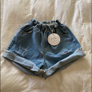 shipwreck paperbag denim shorts